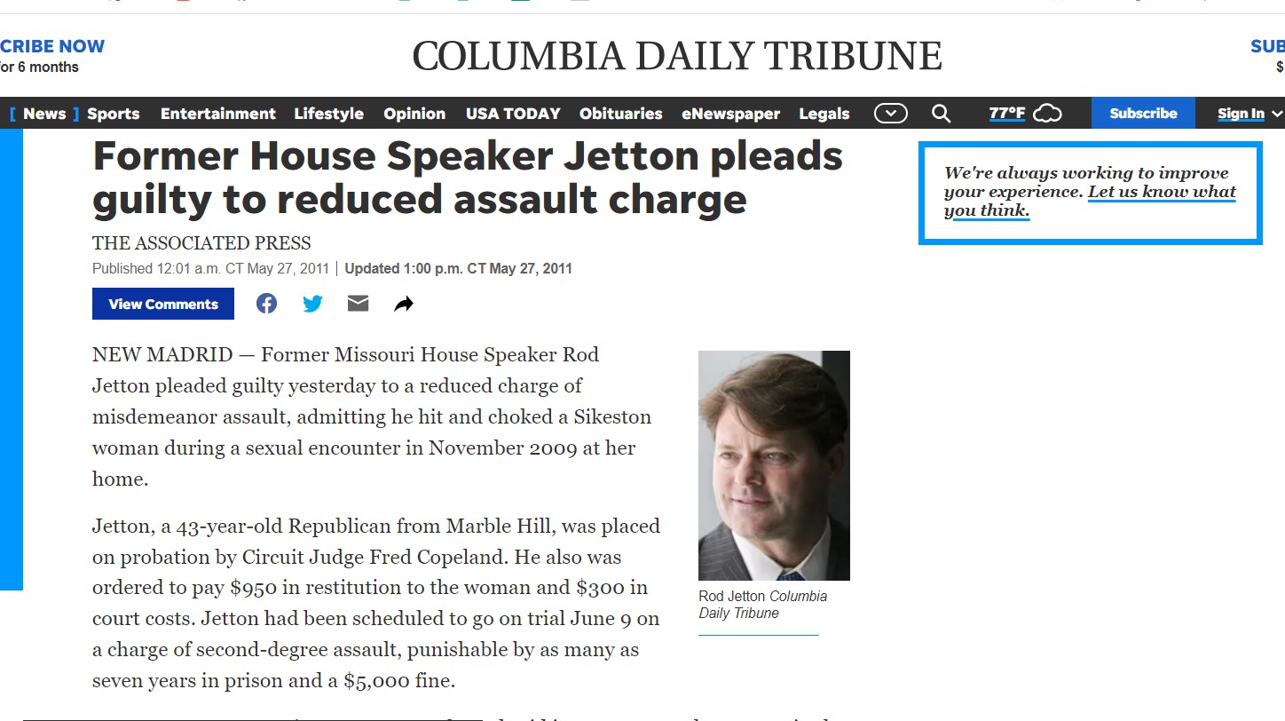 Screenshot of https://www.columbiatribune.com/story/news/2011/05/27/former-house-speaker-jetton-pleads/21494978007/