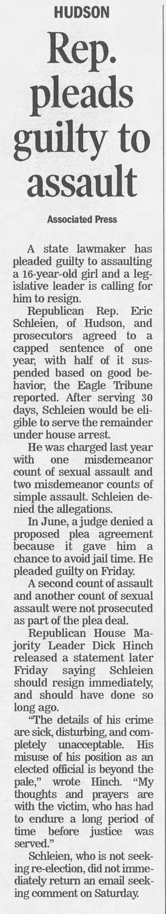 Rep. pleads guilty to assault