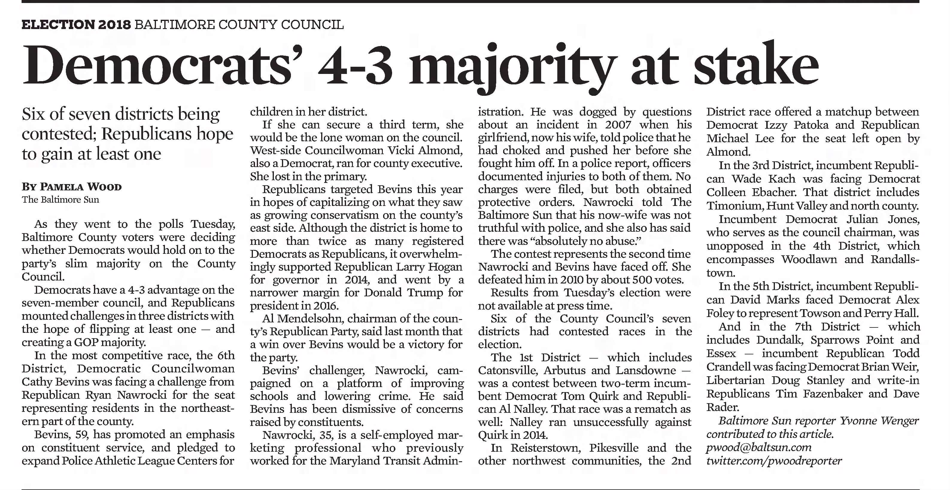 Democrats 4-3 majority at stake
