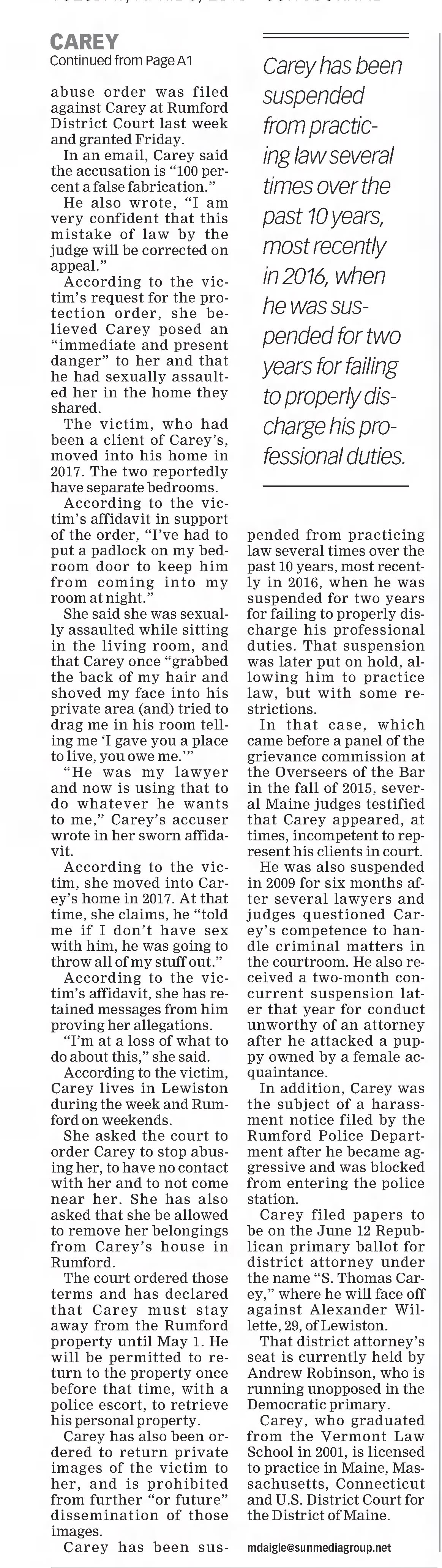 Part 2
Sun-Journal
Lewiston, Maine &middot; Tuesday, April 03, 2018
