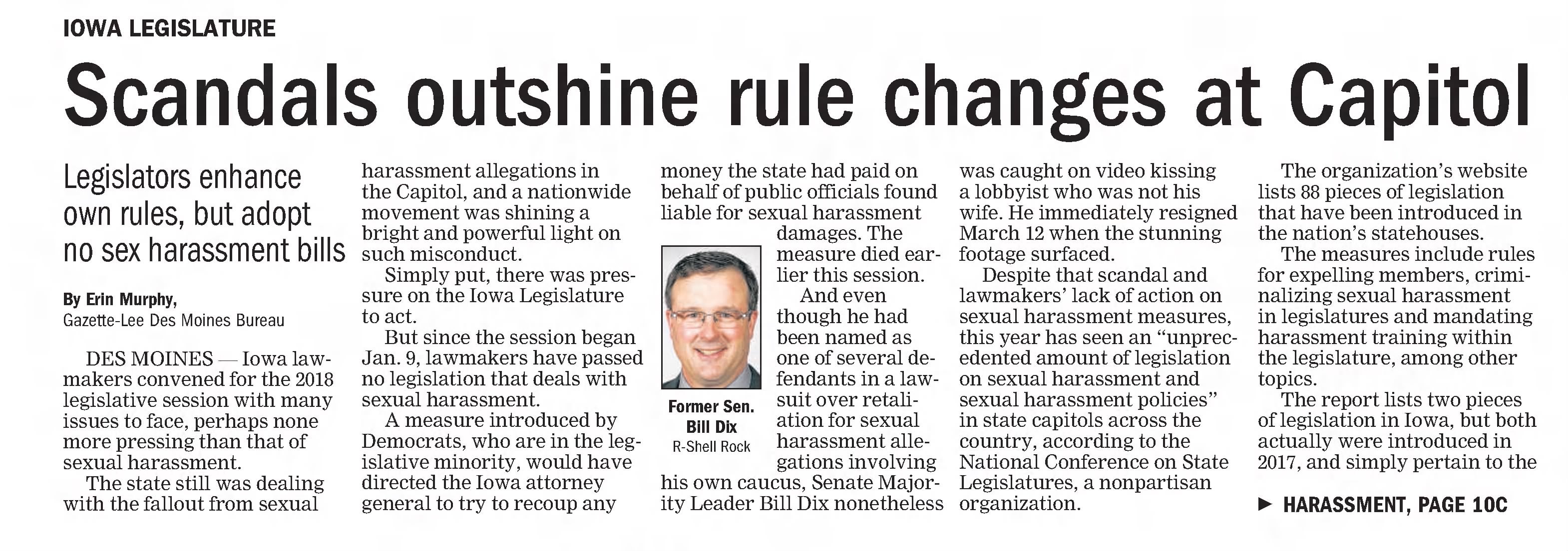 The Gazette
Cedar Rapids, Iowa · Sunday, April 08, 2018
Scandals outshine rule changes at Capitol