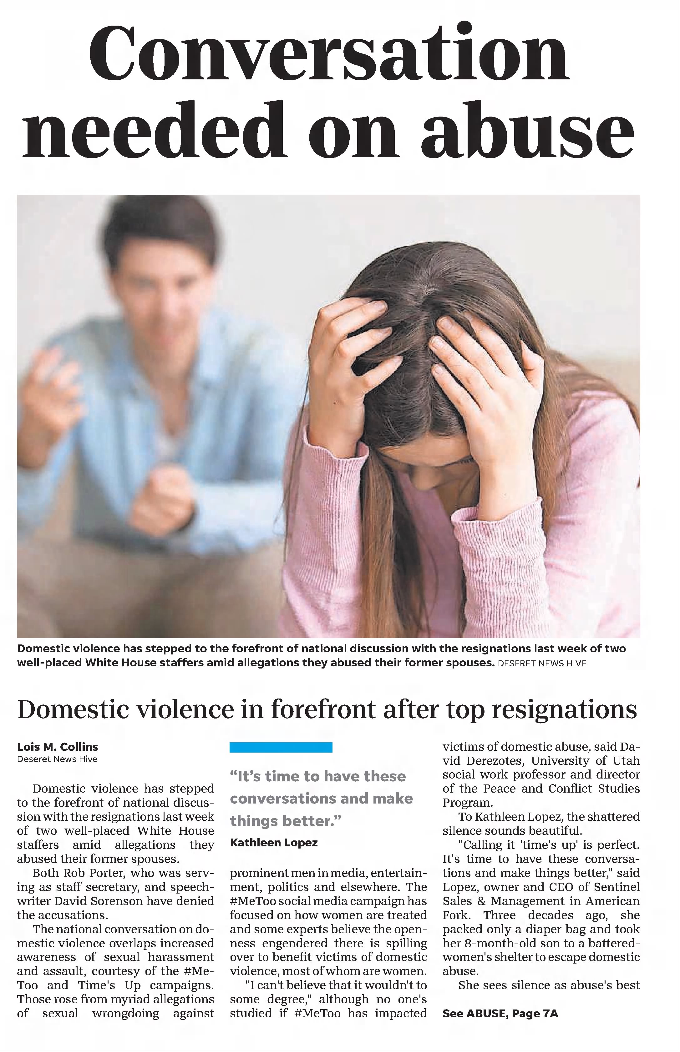 The Daily Spectrum
Saint George, Utah · Thursday, February 15, 2018
Domestic violence in forefront after top resignations