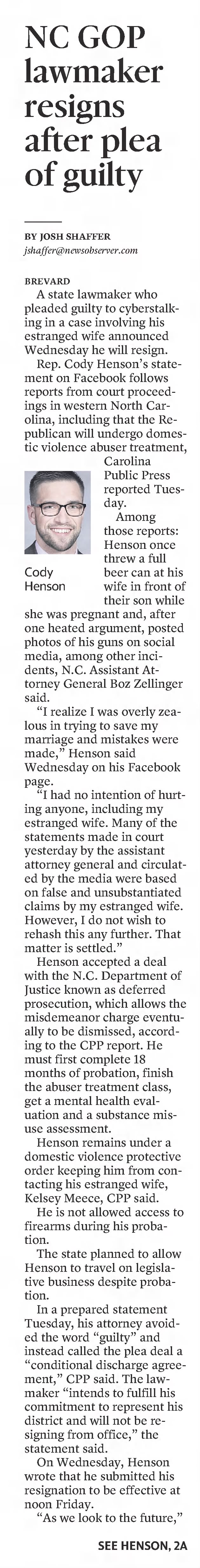 NC lawmaker resigns after guilty plea
The News and Observer
Raleigh, North Carolina · Thursday, July 25, 2019