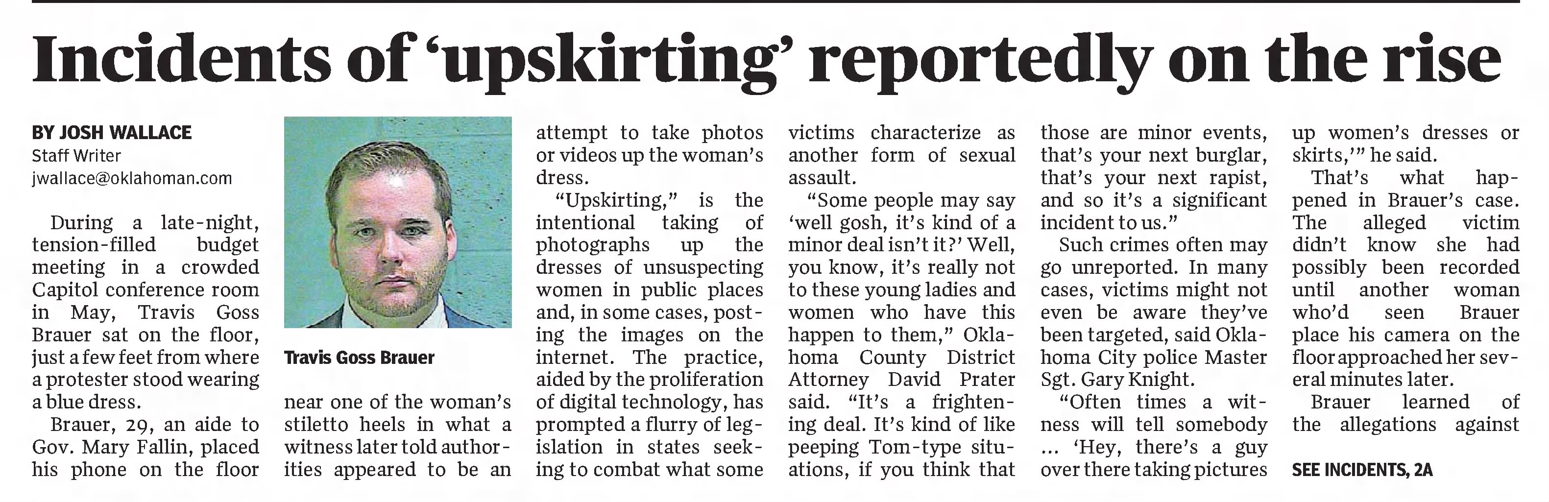 The Daily Oklahoman
17 Sep 2017
iNCIDENTS OF UPSKIRTING ON THE RISE