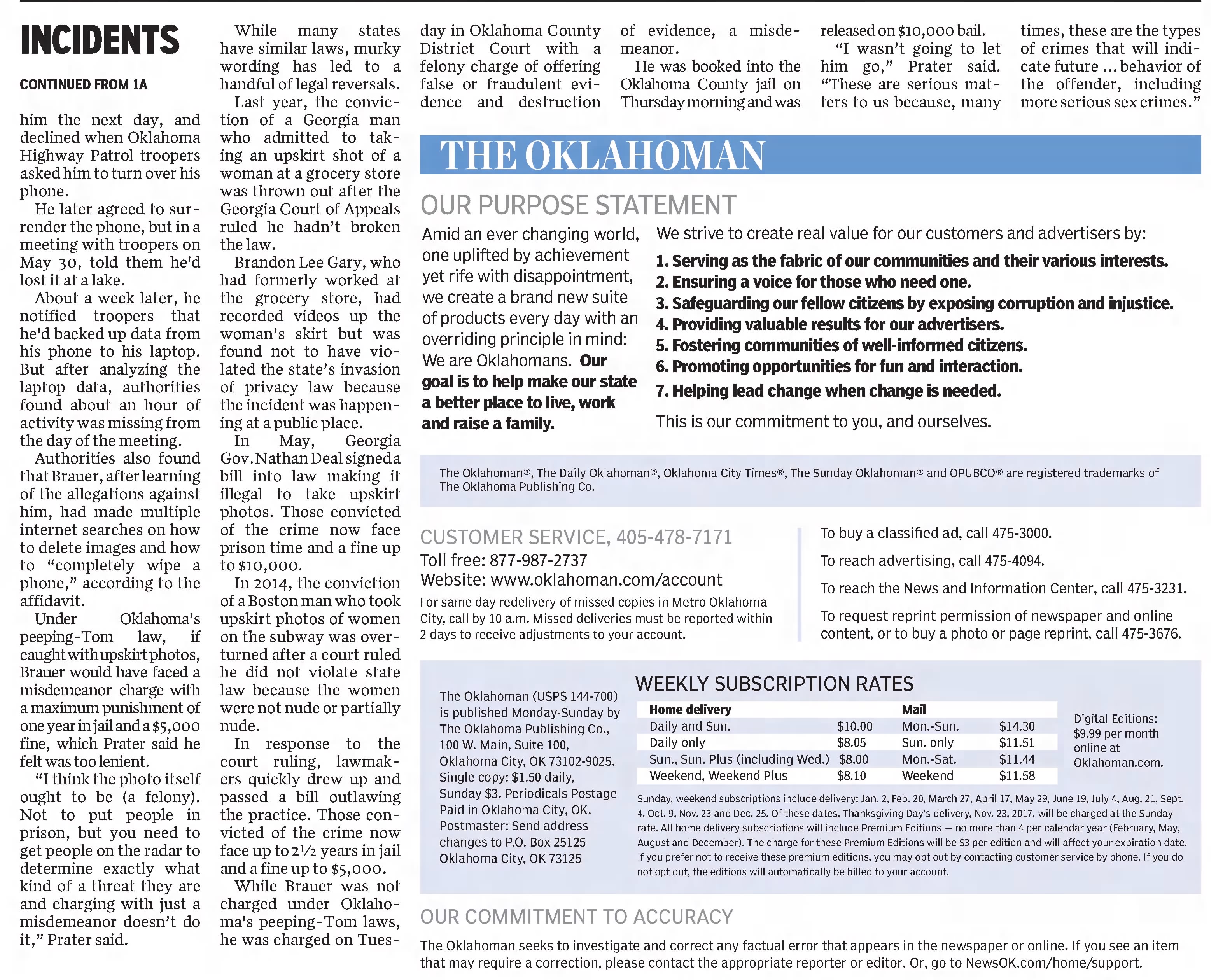The Daily Oklahoman
17 Sep 2017
iNCIDENTS OF UPSKIRTING ON THE RISE