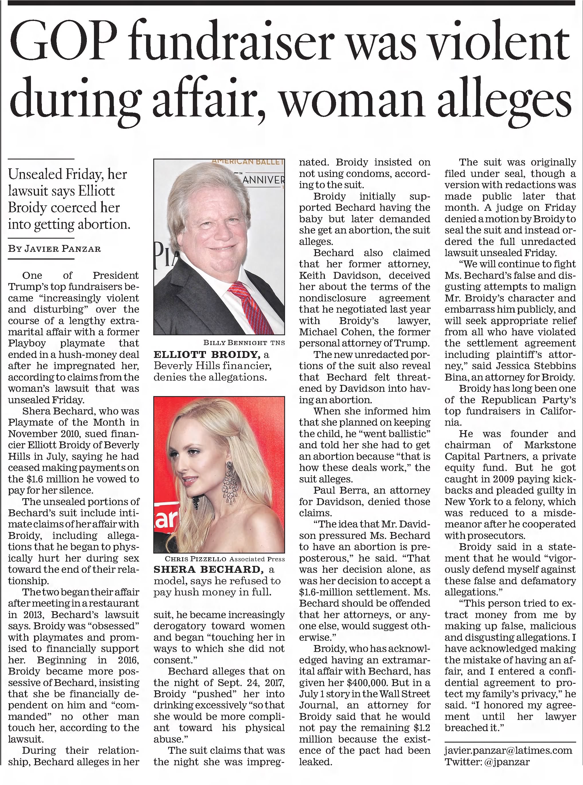 GOP fundraiser was violent during affair, woman alleges