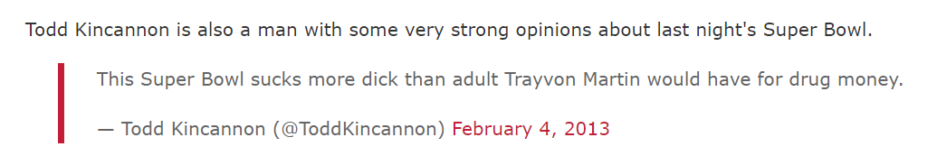 Racist comment about Trayvon Martin