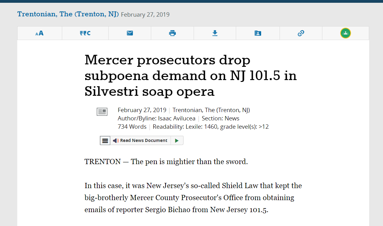 Mercer prosecutors drop subpoena demand on NJ 101.5 in Silvestri soap opera