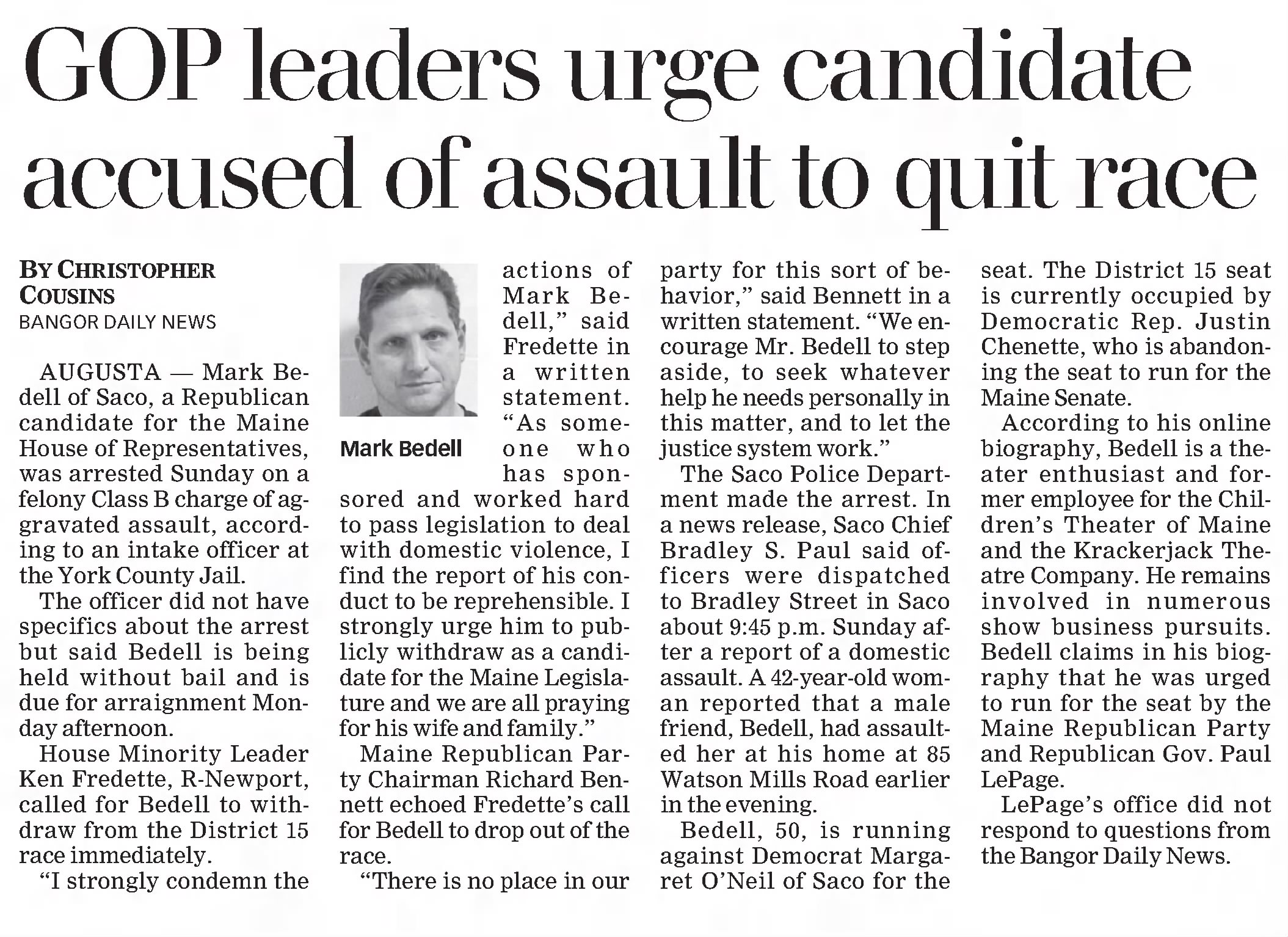 GOP leaders urge candidate accused of assault to quit race.