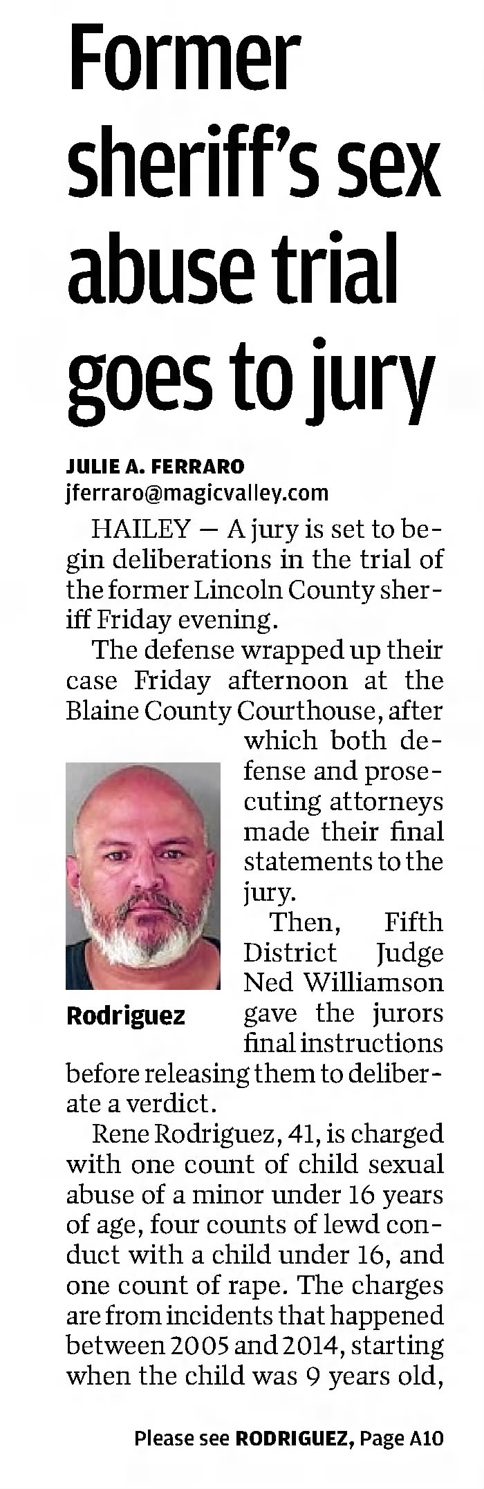 Former Sheriff's Sex Abuse Trial Goes to Jury
×
The Times-News
Twin Falls, Idaho · Saturday, November 23, 2019