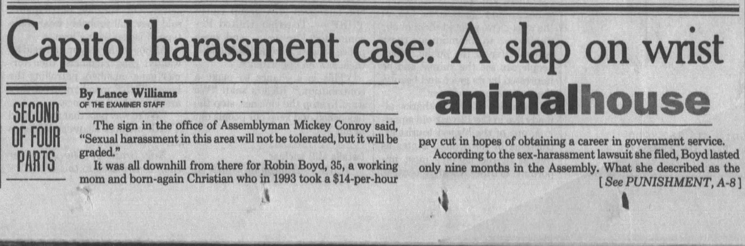 Capitol harassment case A slap on the wrist
The San Francisco Examiner
San Francisco, California &middot; Monday, February 26, 1996