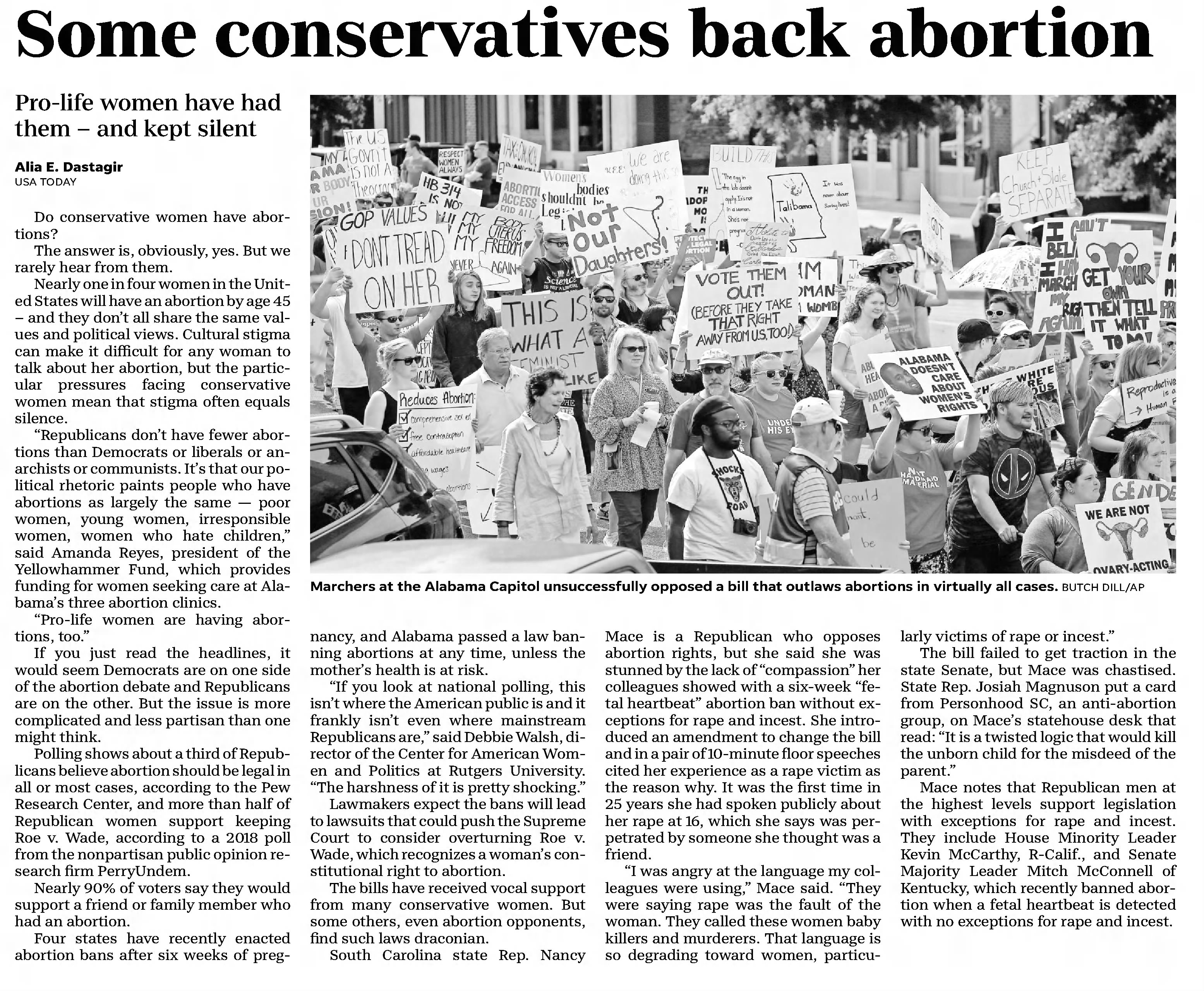 Some conservative back abortion Anderson Independent-Mail
Anderson, South Carolina · Tuesday, May 28, 2019