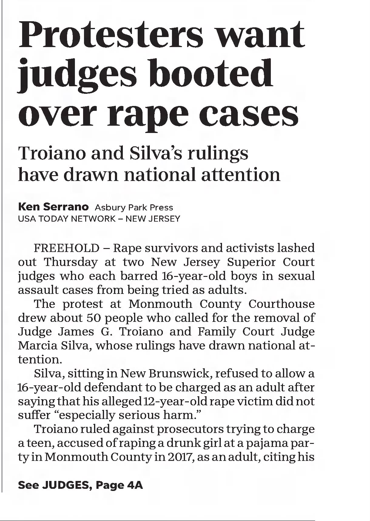 Protesters want judges booted over rape cases (includes 403 Silva)
https://law.justia.com/cases/new-jersey/appellate-division-unpublished/2019/a0223-18.html