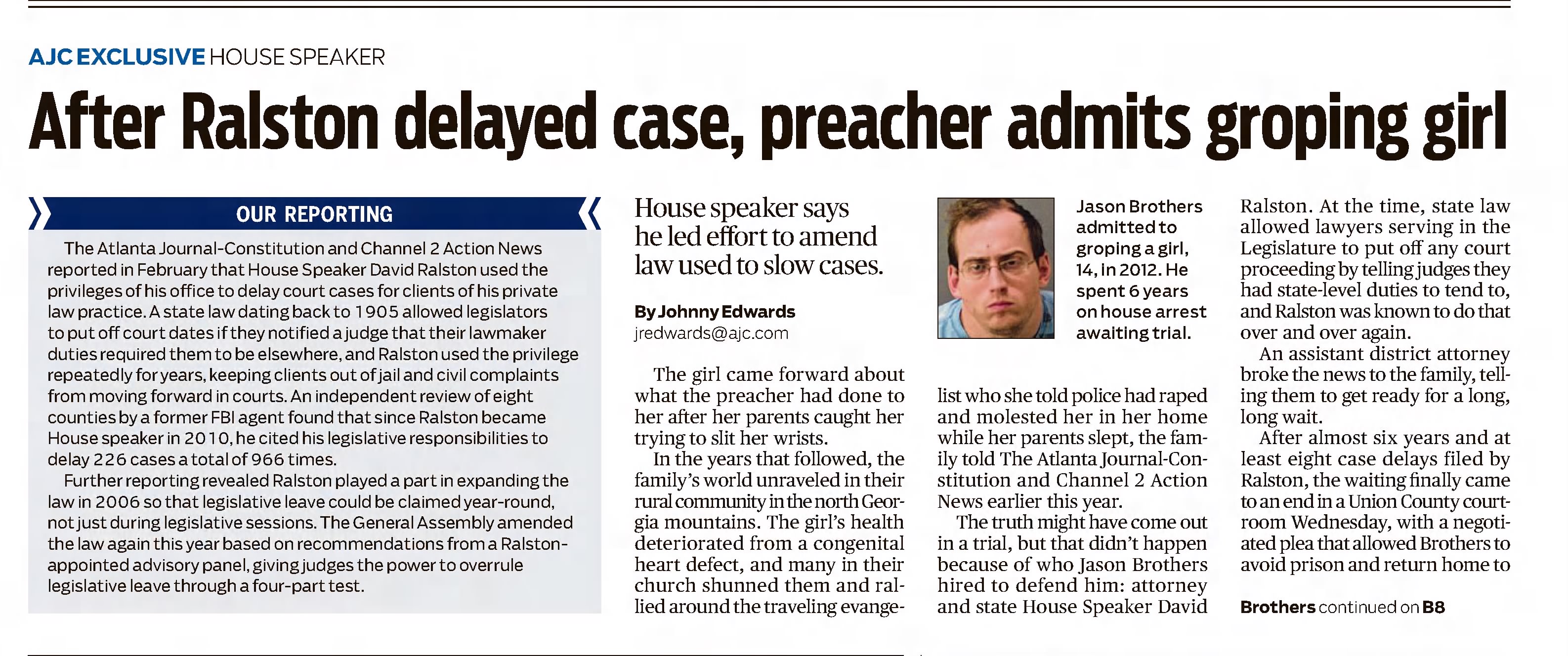 After Ralston delayed case,  preacher admits groping girl
The Atlanta Constitution
Atlanta, Georgia &middot; Friday, July 19, 2019