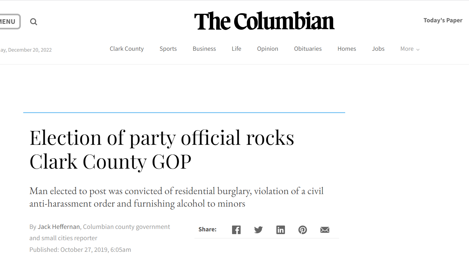 Election of party official rocks Clark County GOP
The Colombian, October 27, 2019
