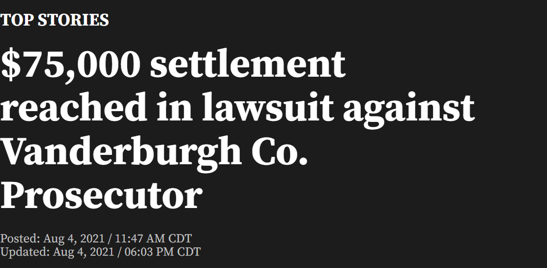 75000 settlement reach in lawsuit against Venderburgh Co. Prosecutoe