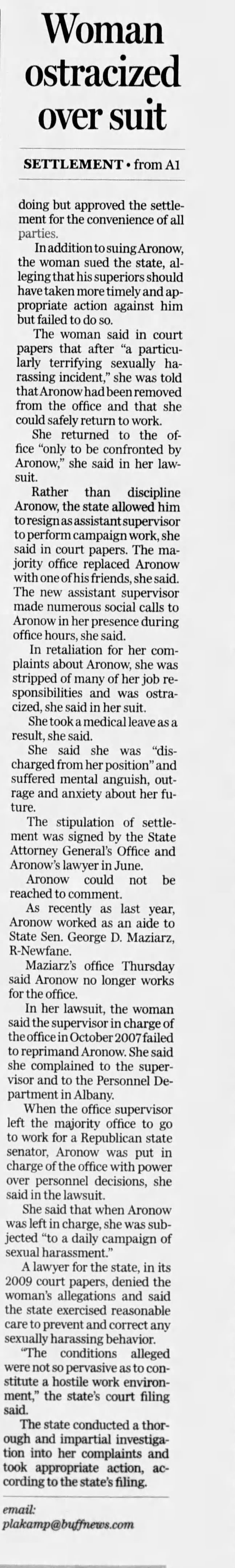  ongnudc...
Woman ostracized over suit
The Buffalo News
Buffalo, New York &middot; Friday, October 05, 2012