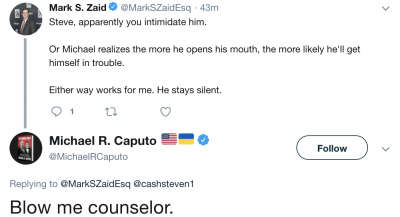An example of Caputo's tweets
