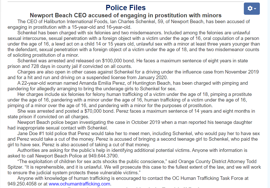 Police Files
Newport Beach CEO accused of engaging in prostitution with minors
Stu News Newport
Police Files