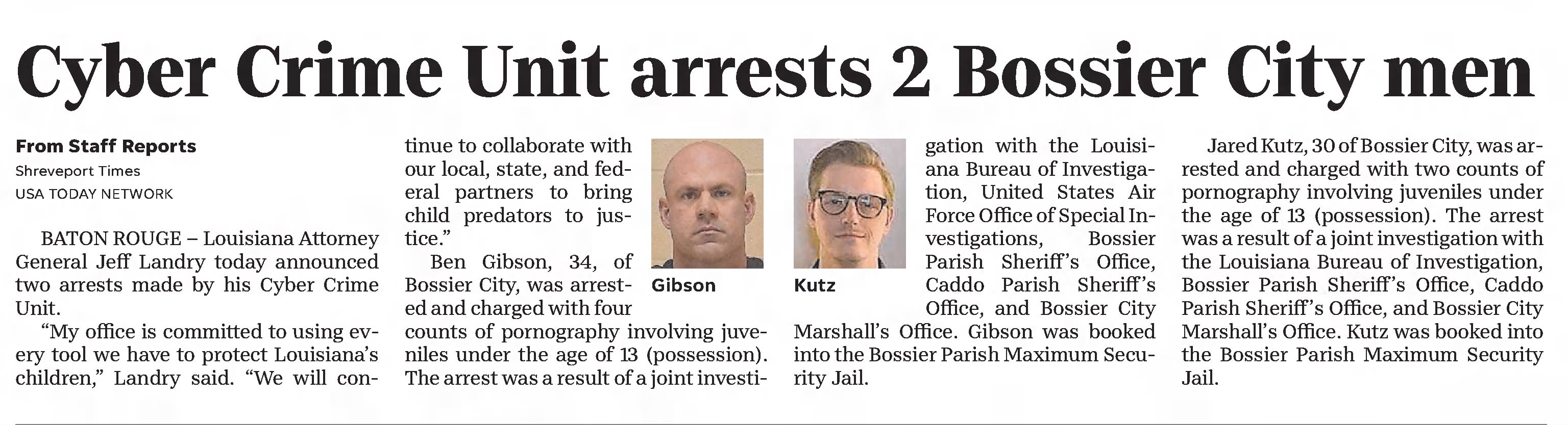 Cyber Crime Unite arrests 3 Bossier City men
The Times
Shreveport, Louisiana &middot; Saturday, December 12, 2020
