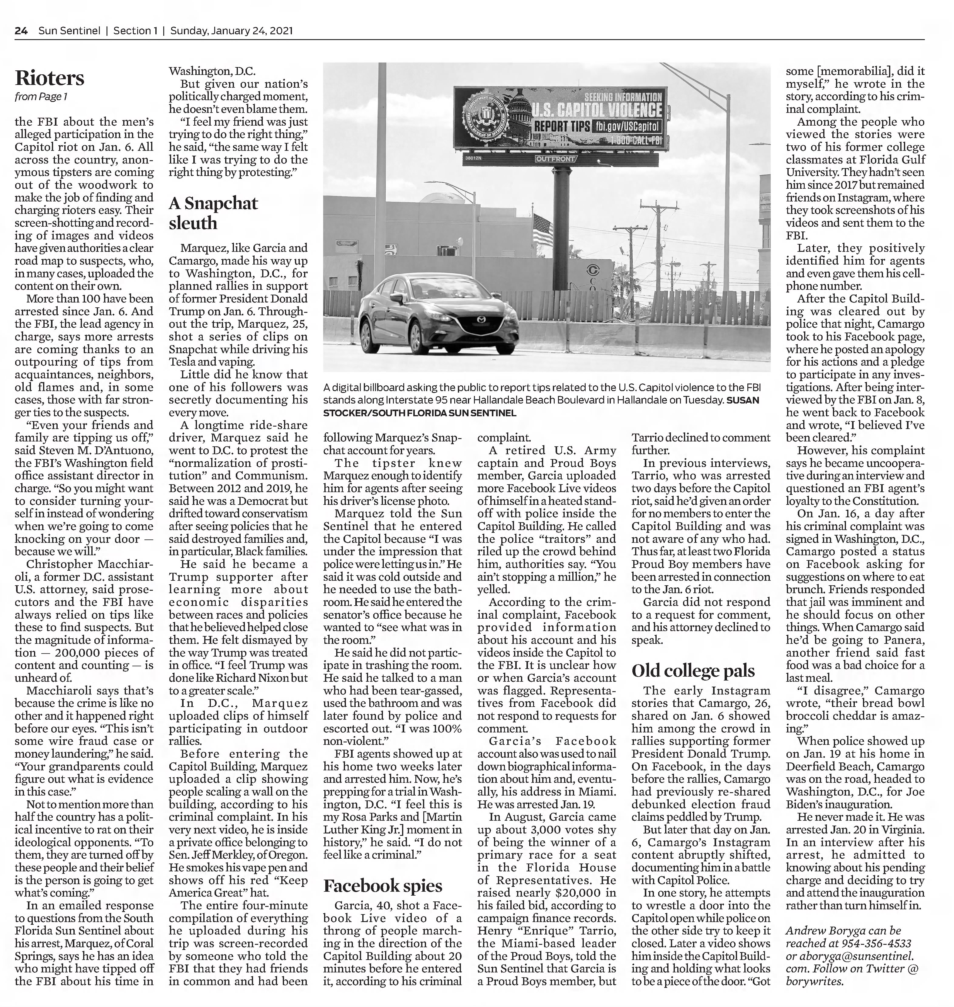 South Florida Sun Sentinel
Fort Lauderdale, Florida &middot; Sunday, January 24, 2021