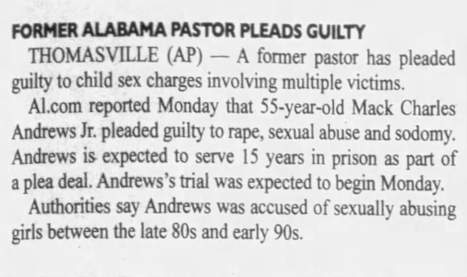 Former Alabama pastor pleads guilty
The Selma Times-Journal
Selma, Alabama · Tuesday, November 17, 2015