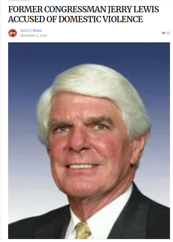 Former congressman Jerry Lewis accused of Domestic violence