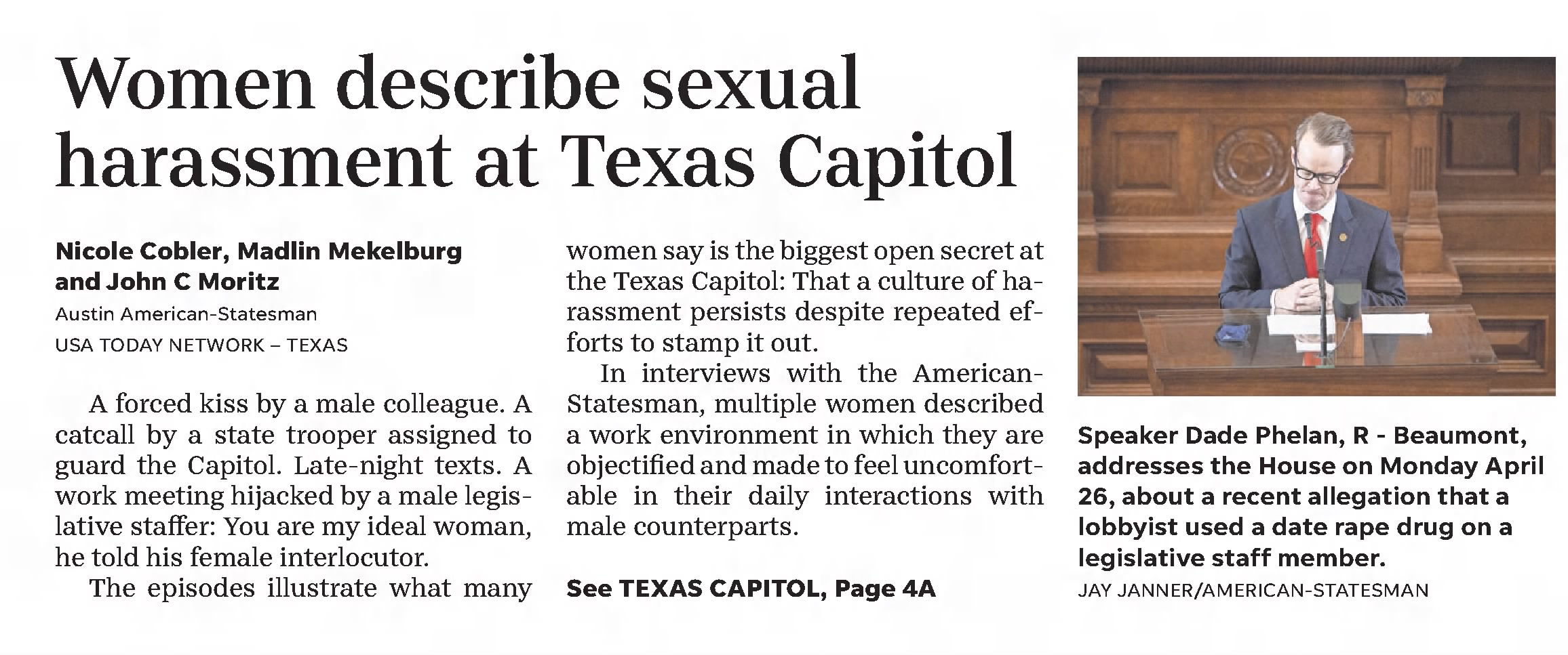 Women describe sexual harassment at Texas Capitol
Corpus Christi Caller-Times
Corpus Christi, Texas &middot; Monday, May 03, 2021
