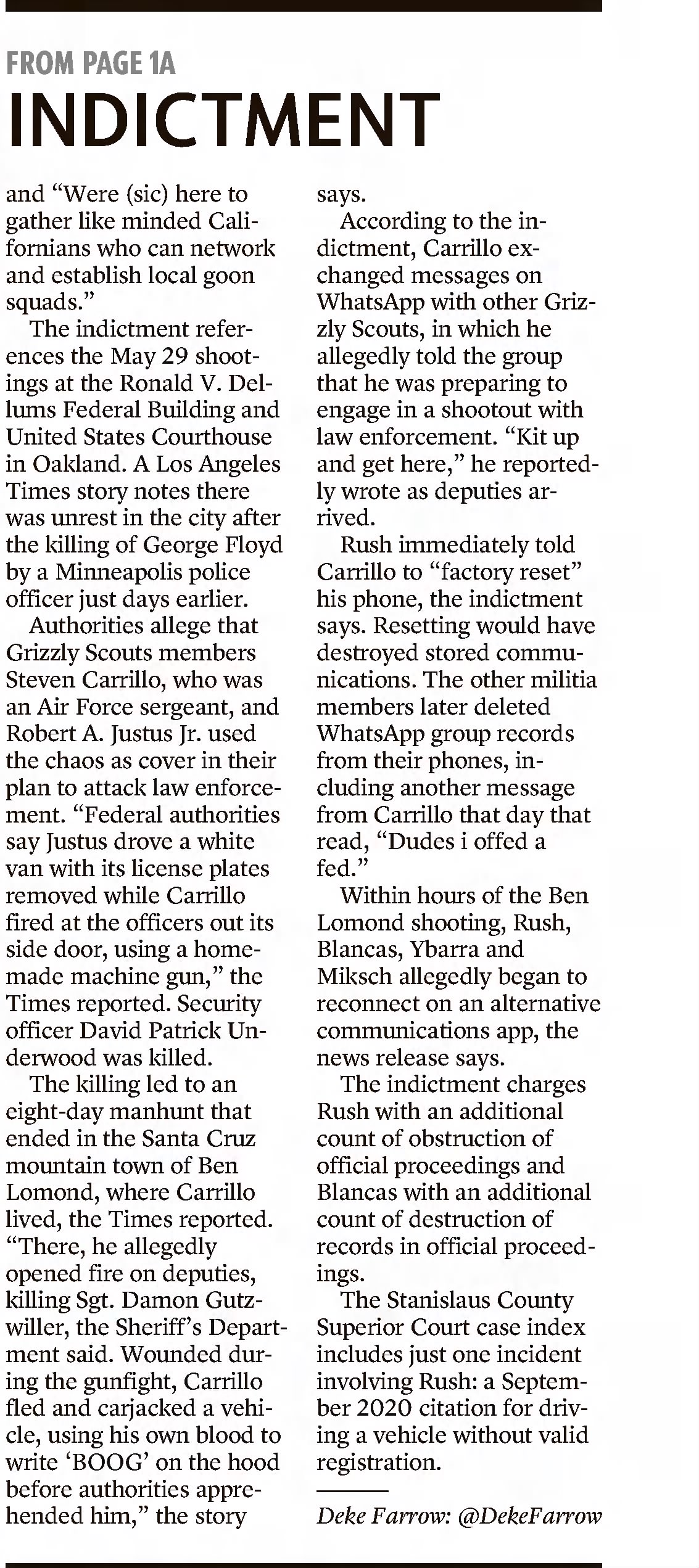 indictment
The Modesto Bee
Modesto, California · Tuesday, April 13, 2021