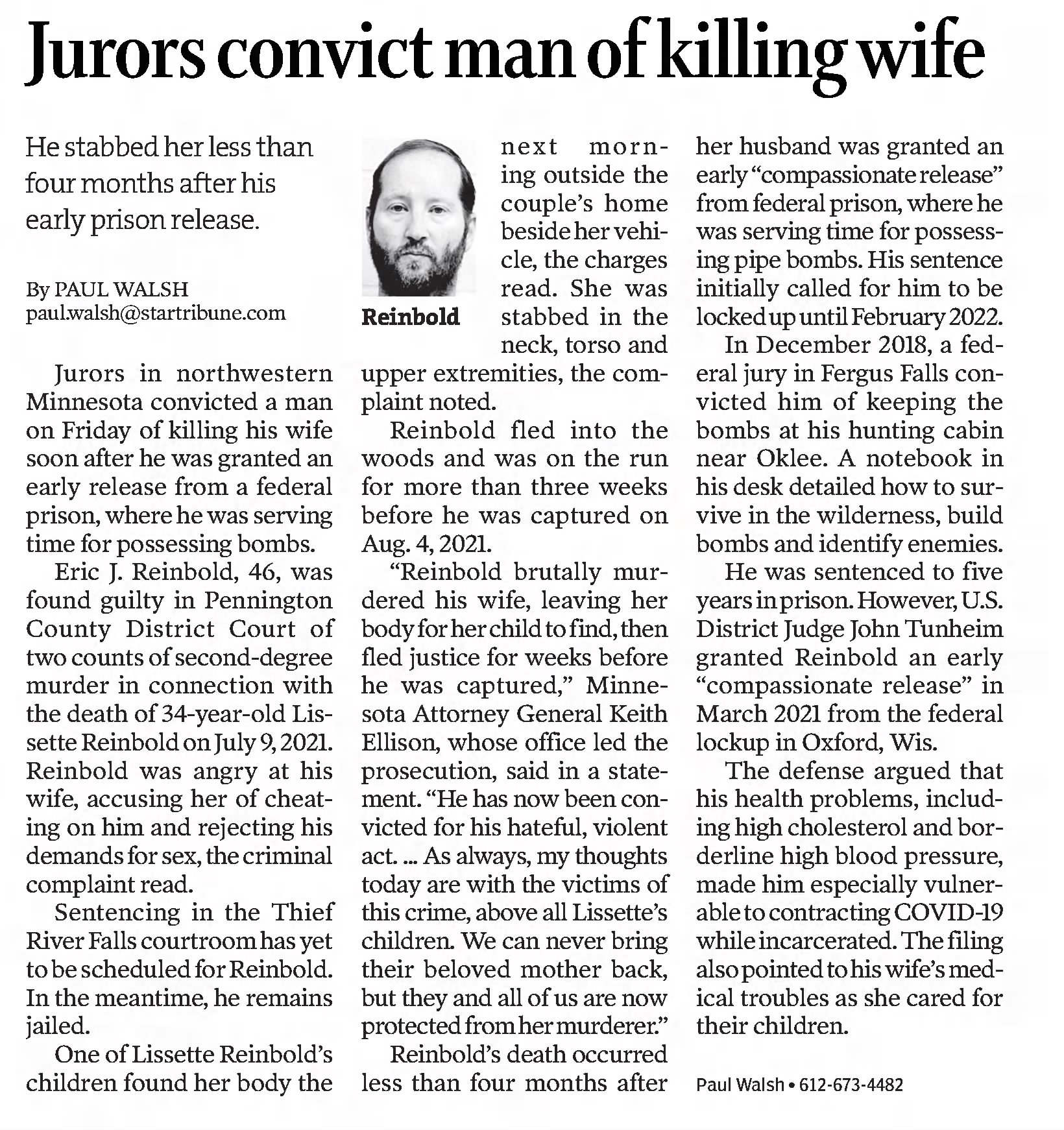 Jurors convict man of killing wife
Star Tribune
Minneapolis, Minnesota · Saturday, October 01, 2022