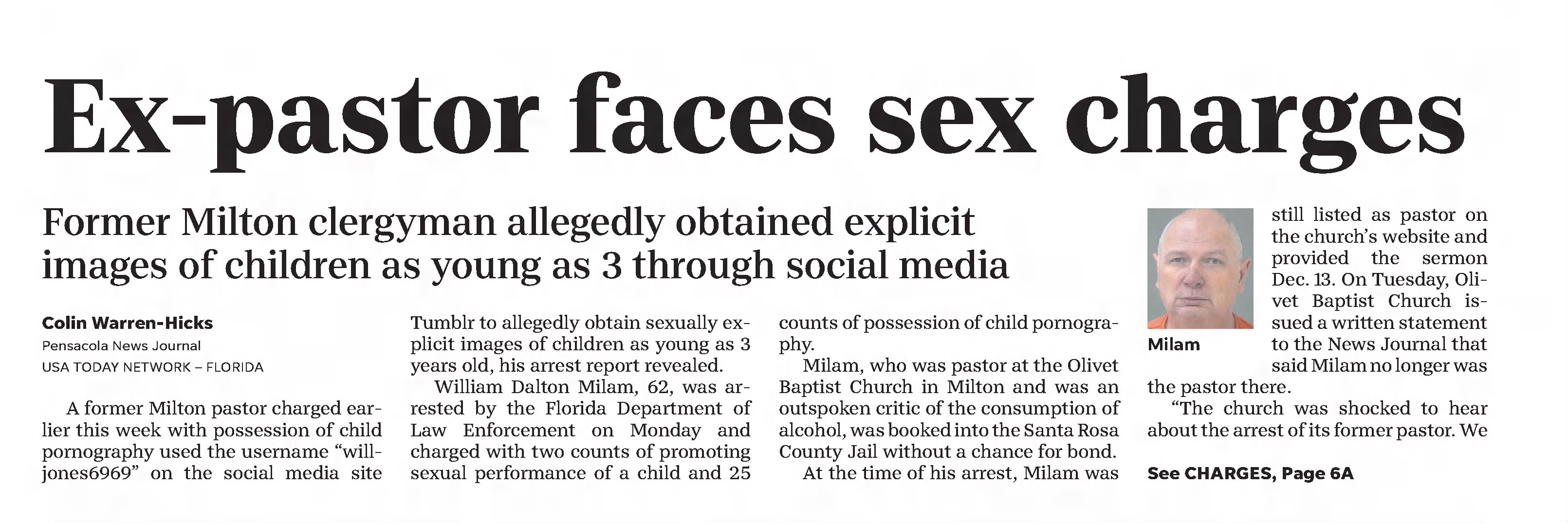 Ex-pastor faces sex charges
Pensacola News Journal
Pensacola, Florida &middot; Wednesday, December 16, 2020