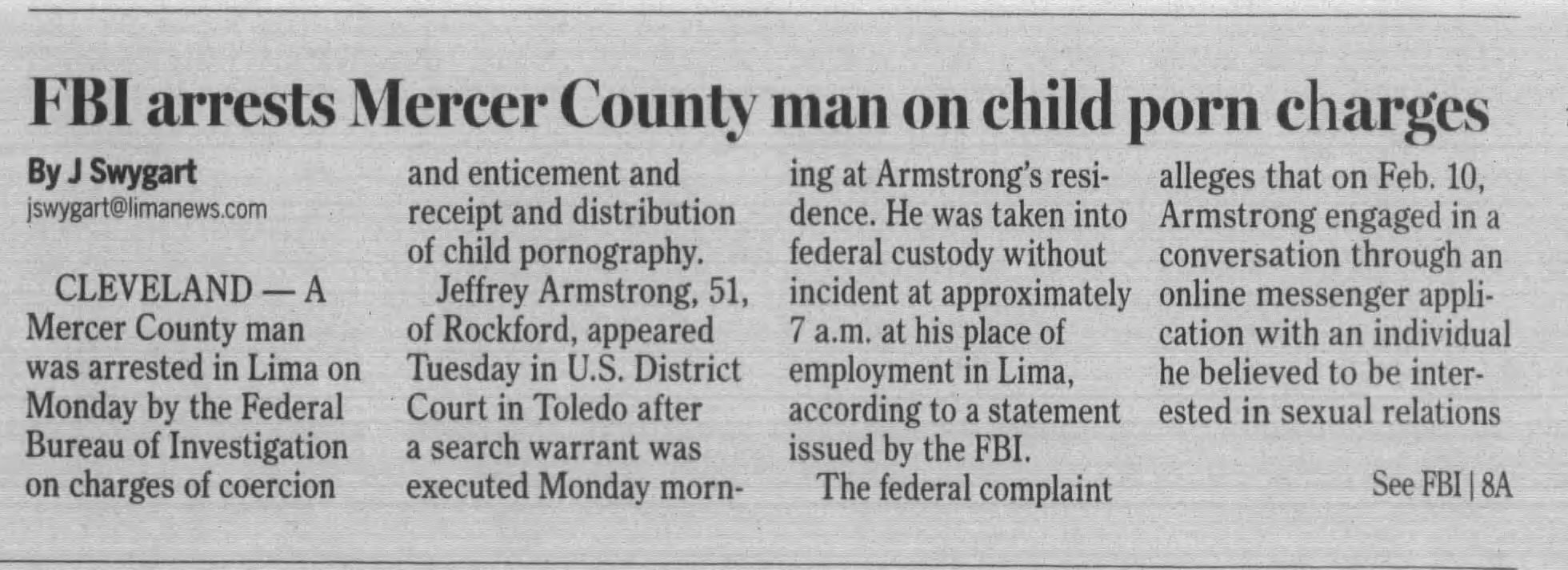 FBI arrests Mercer County man on child porn charges
The Lima News
Lima, Ohio · Wednesday, February 24, 2021