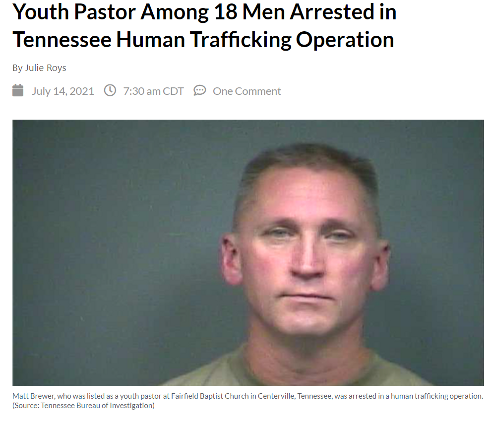 Youth Pastor Among 18 Men Arrested in Tennessee Human Trafficking Operation