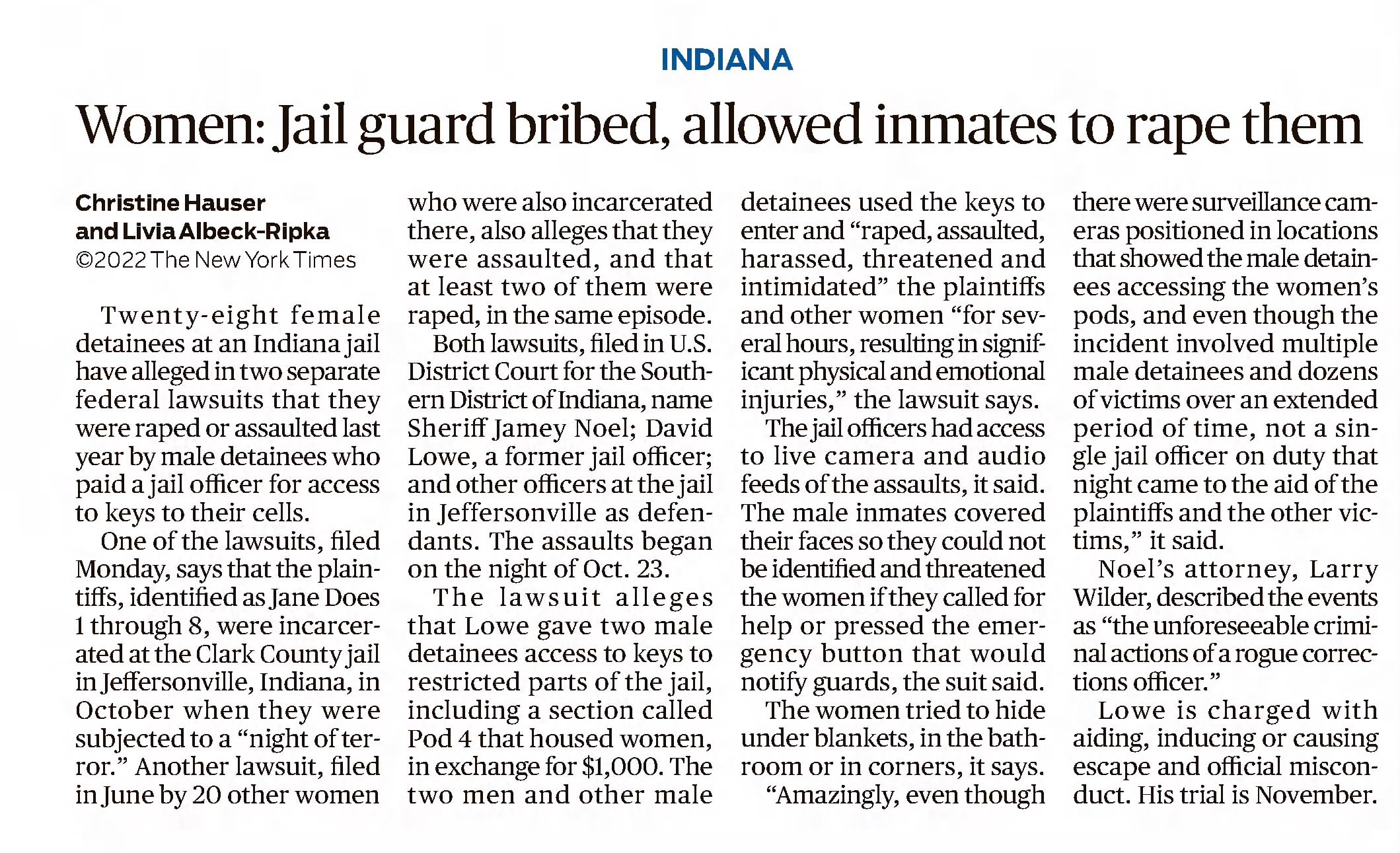 Women: Jail guard bribed, allowed inmates to rape them