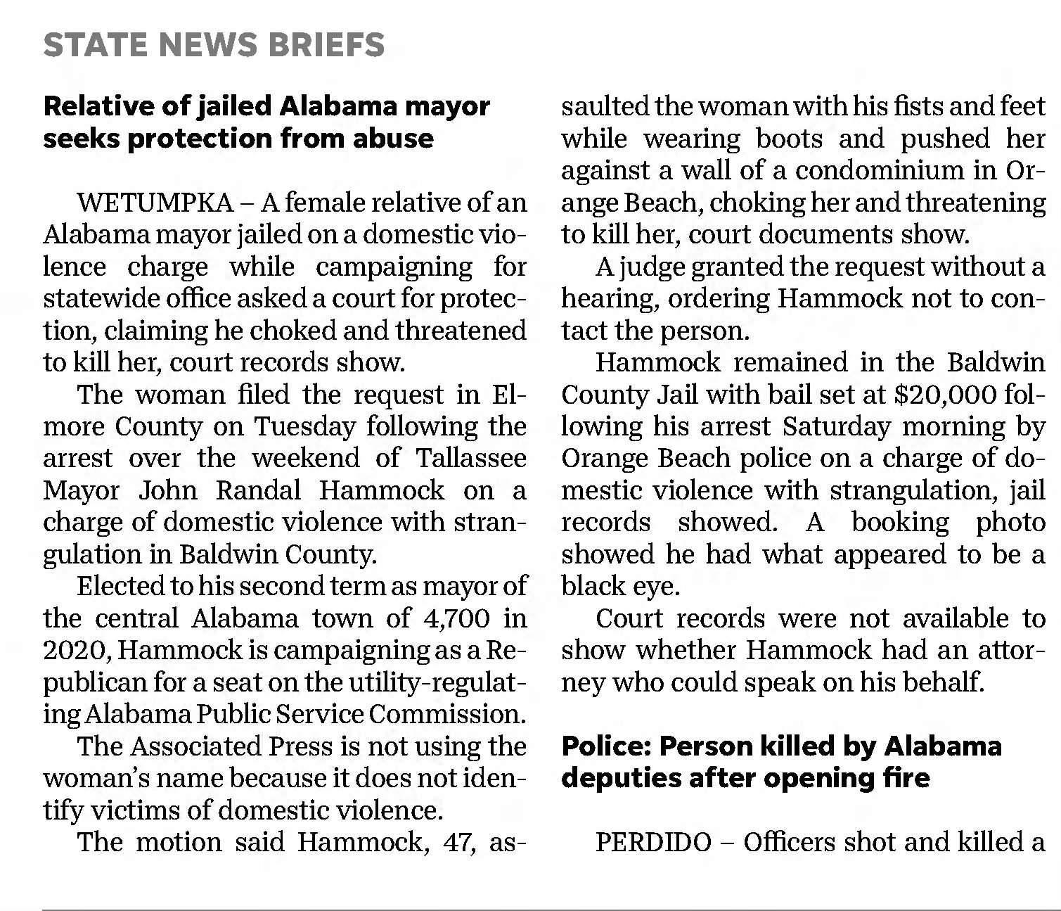 Relative of jailed Alabama mayor seeks protection from abuse
The Montgomery Advertiser
Montgomery, Alabama · Thursday, January 20, 2022