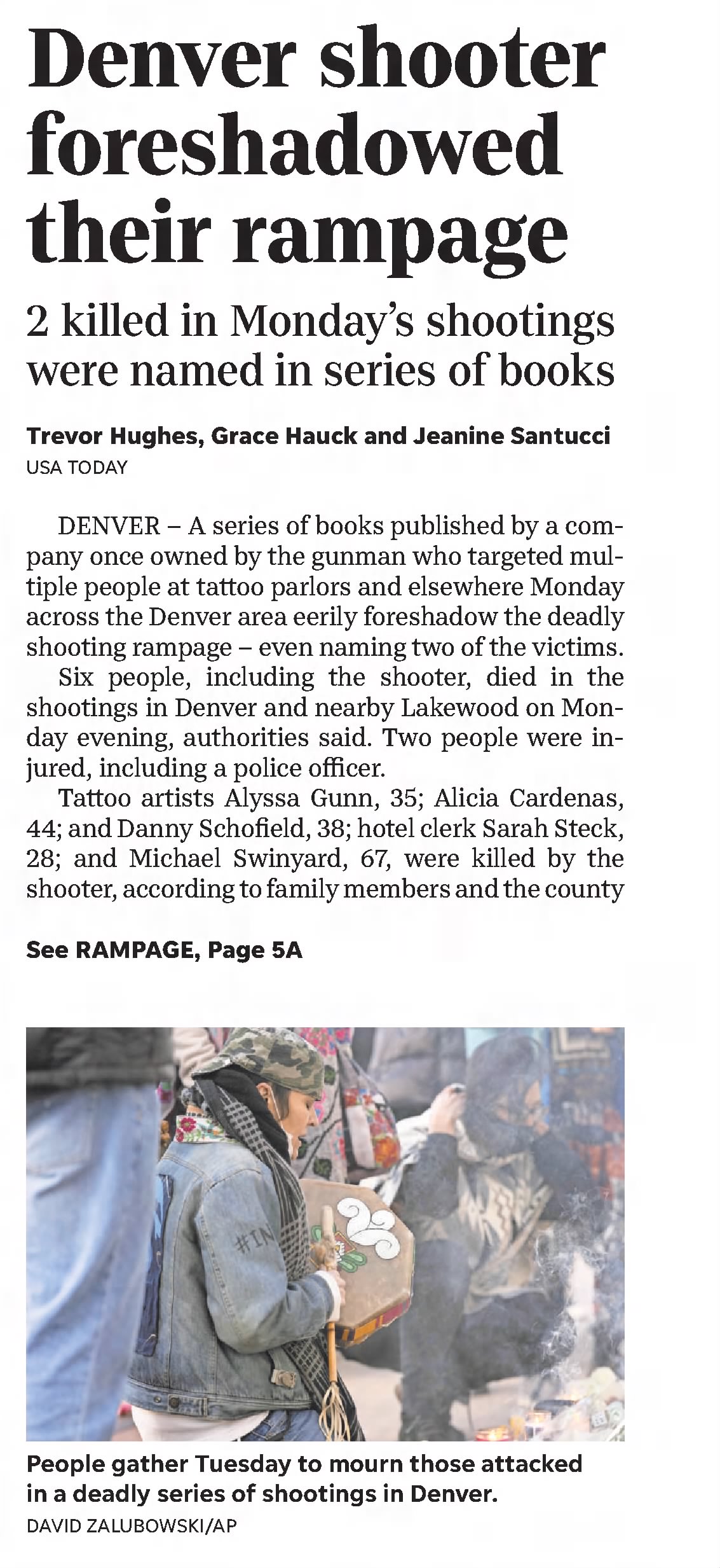 Denver shooter foreshadowed their rampage
Fort Collins Coloradoan
Fort Collins, Colorado · Thursday, December 30, 2021