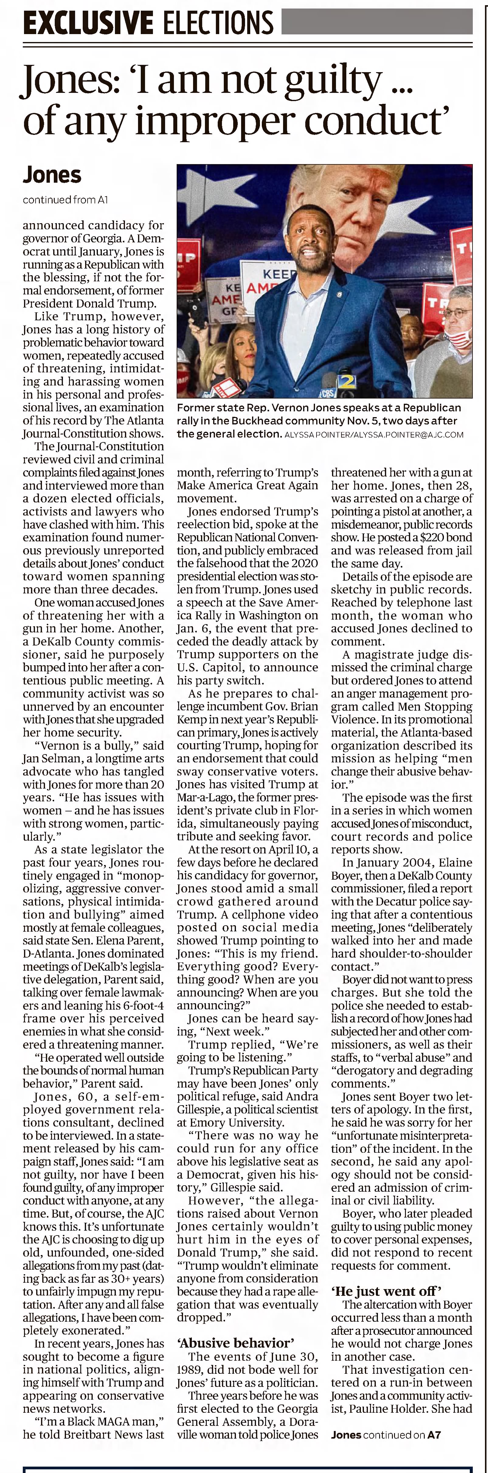 Jones: I am not guilty of any improper conduct 
The Atlanta Constitution
Atlanta, Georgia &middot; Sunday, May 16, 2021