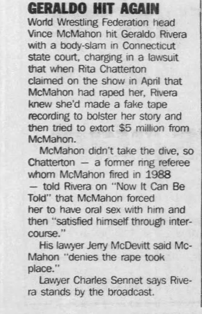 Geraldo Hit Again
Daily News
New York, New York · Friday, February 12, 1993