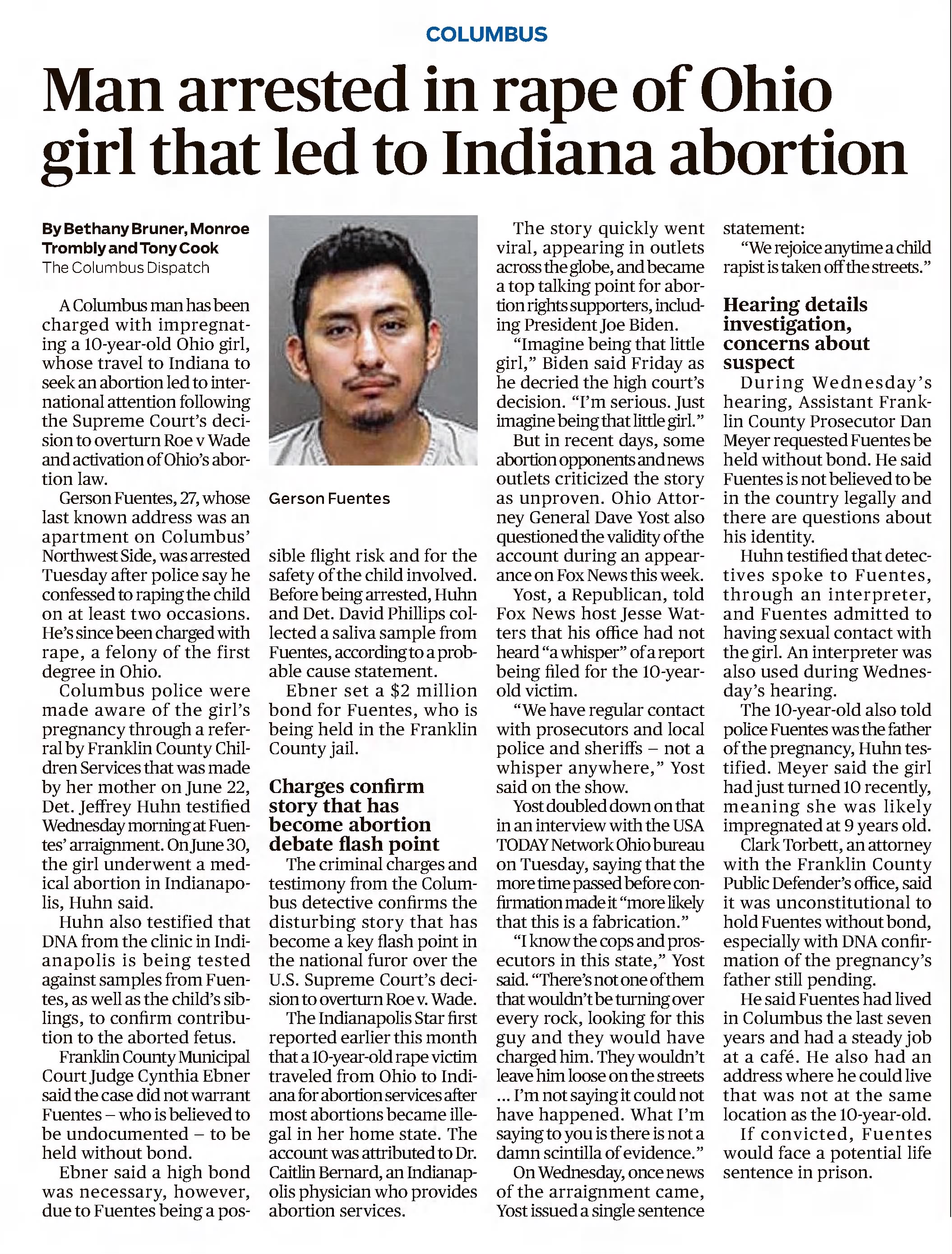 Man arrested in rape of Ohio girl that led to Indiana abortion 
Dayton Daily News
Dayton, Ohio &middot; Thursday, July 14, 2022