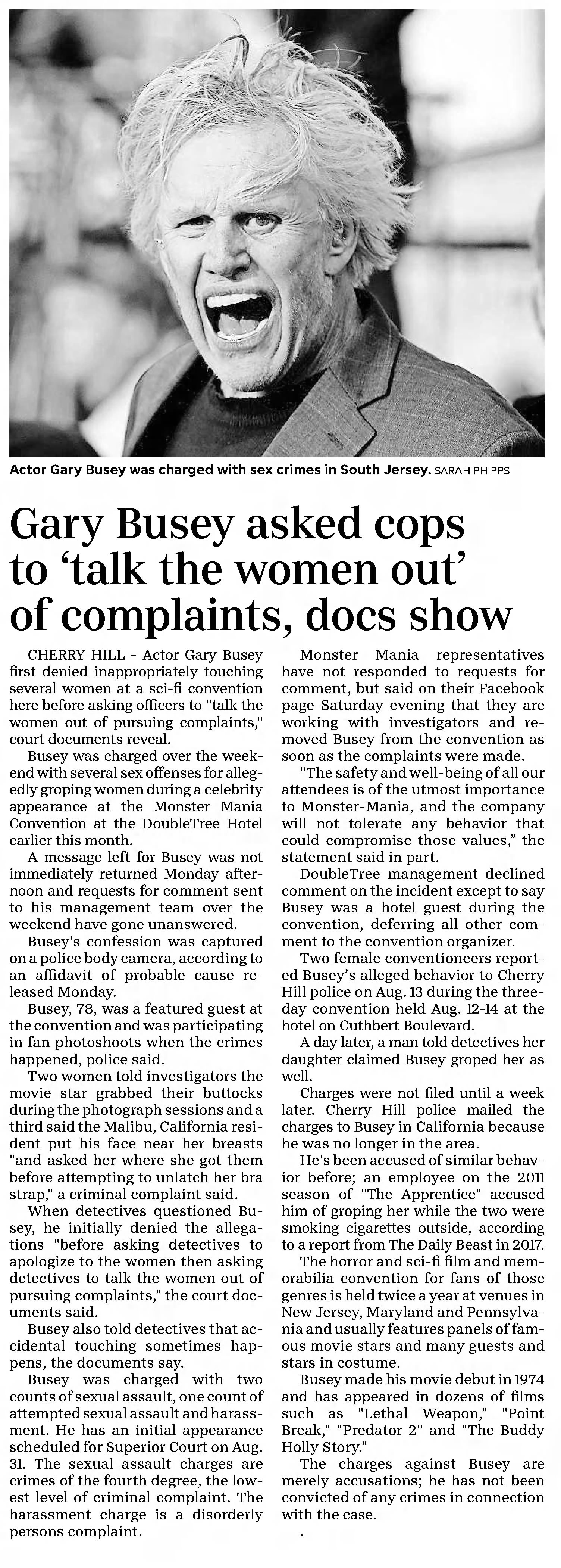 Gary Busey asked cops to 'talk the women out' of complaints, docs show
