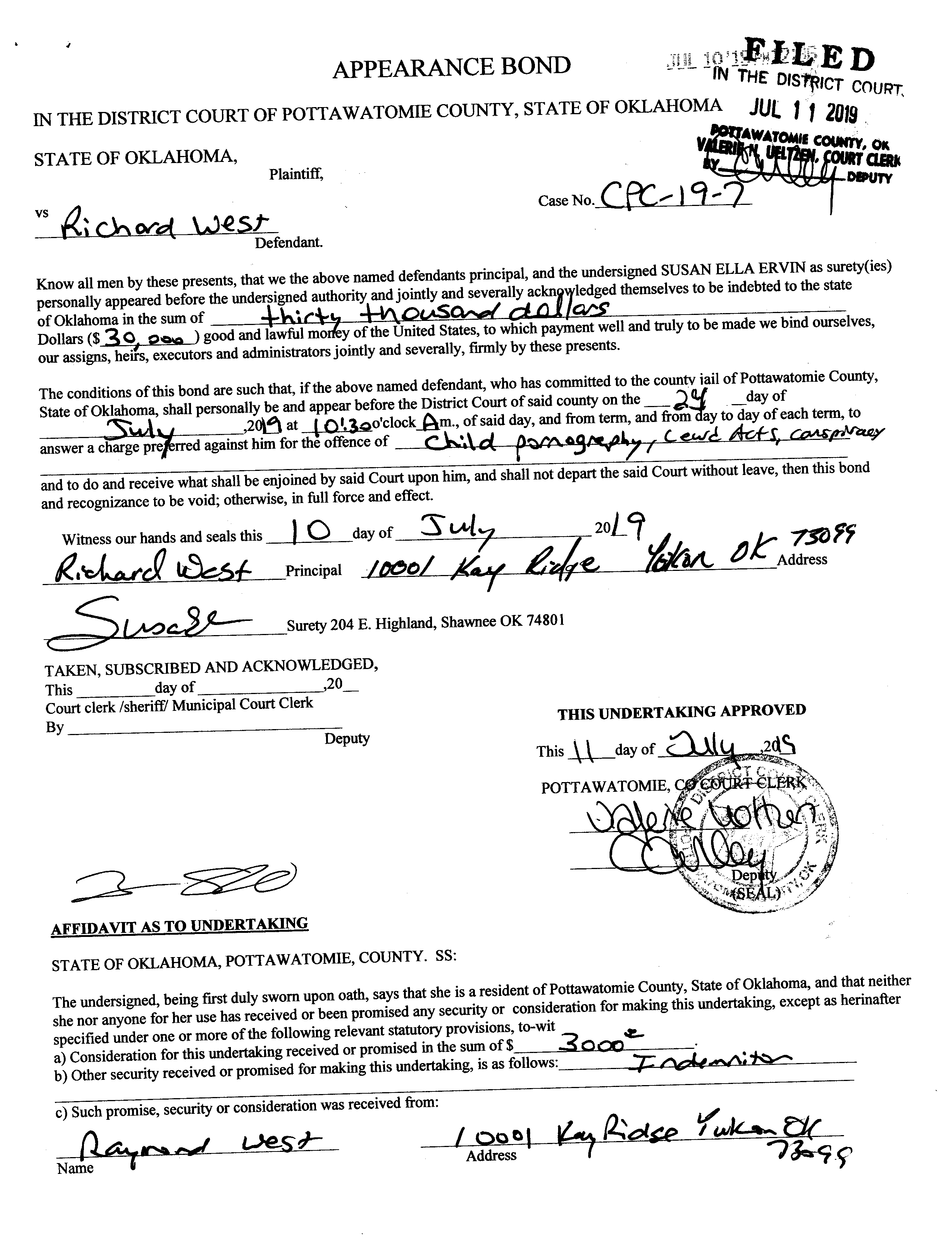Bail, 30,000
Offences, child pornography, Lewd Acts, conspiracy
