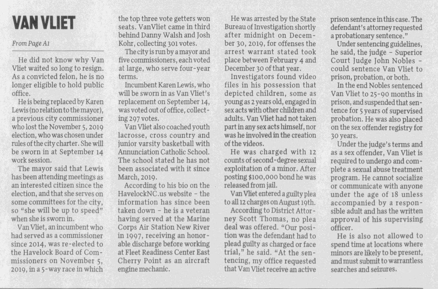 van Vliet continued 
Sun Journal
Sep 3, 2020, Page 2

New Bern, North Carolina, US