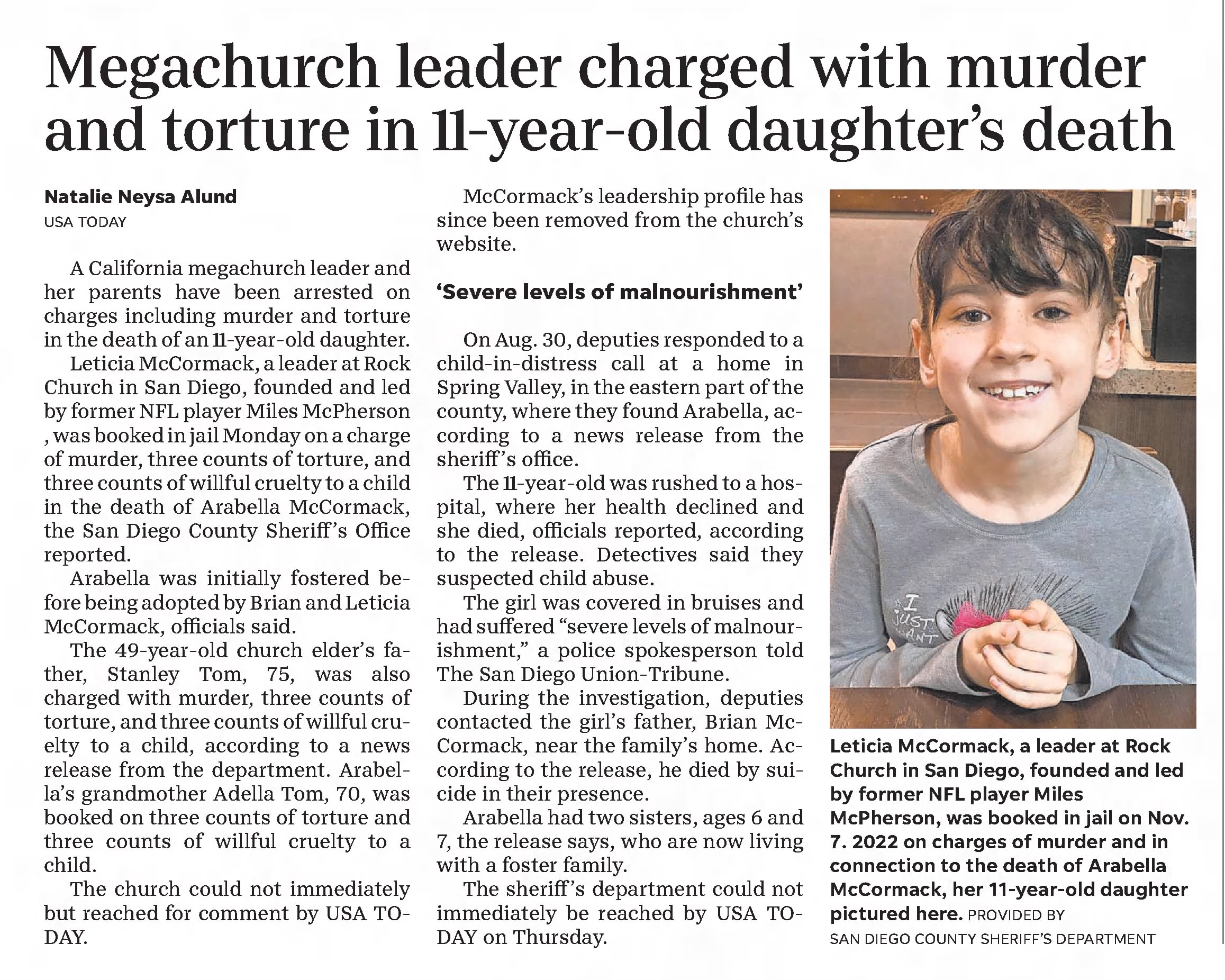 Megachurch leader charged with murder and torture in 11-year-old daughter's death
The Californian
Salinas, California · Friday, November 11, 2022