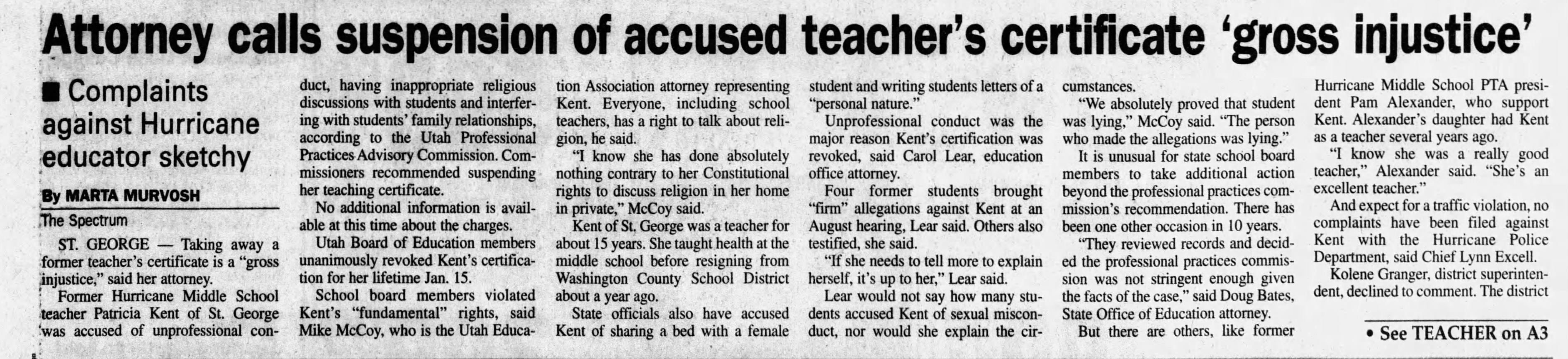 Attorney calls suspension of accused teacher's certificate 'gross injustice'