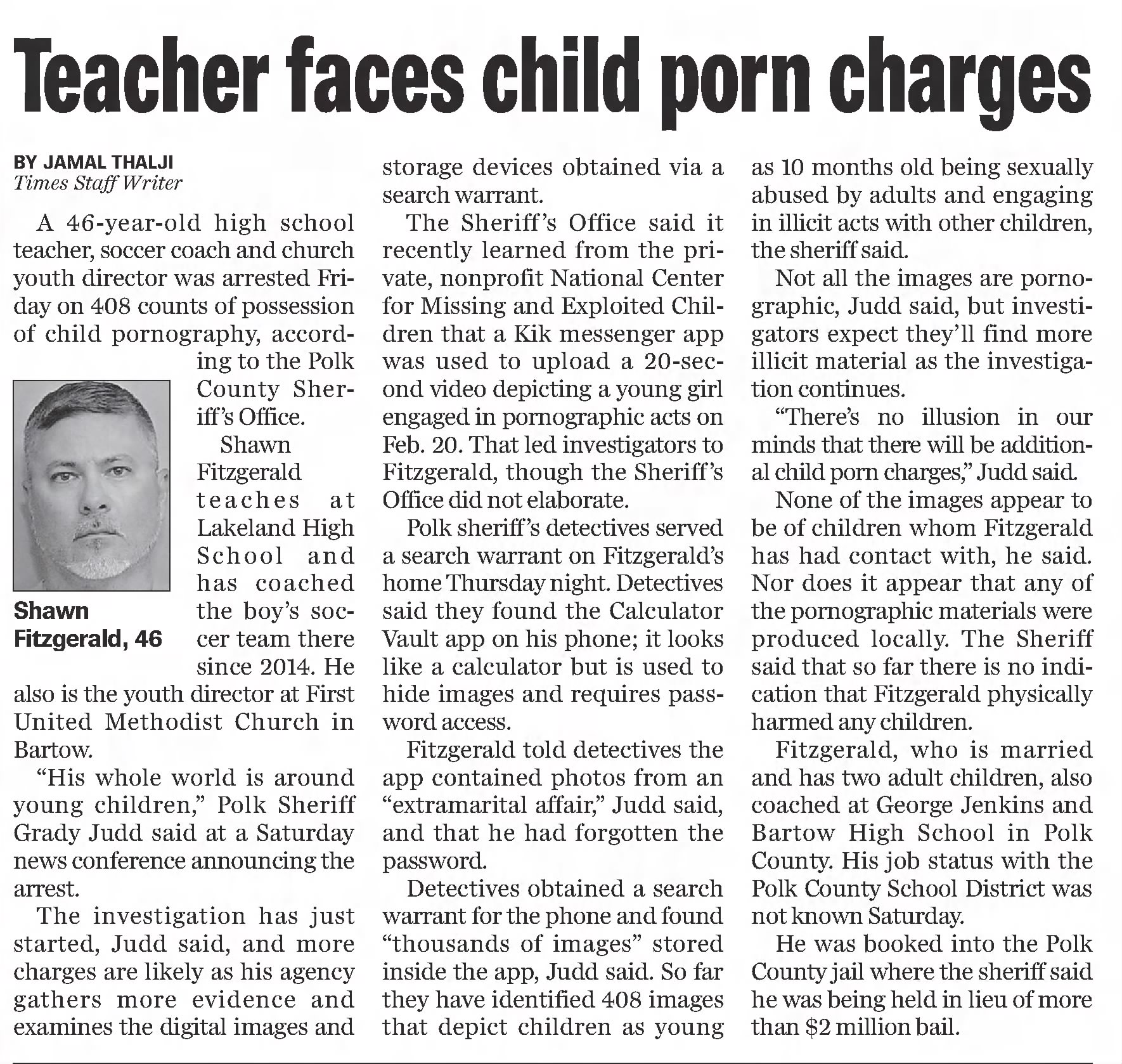 Teacher faces child porn charges
Tampa Bay Times
St. Petersburg, Florida · Sunday, November 22, 2020