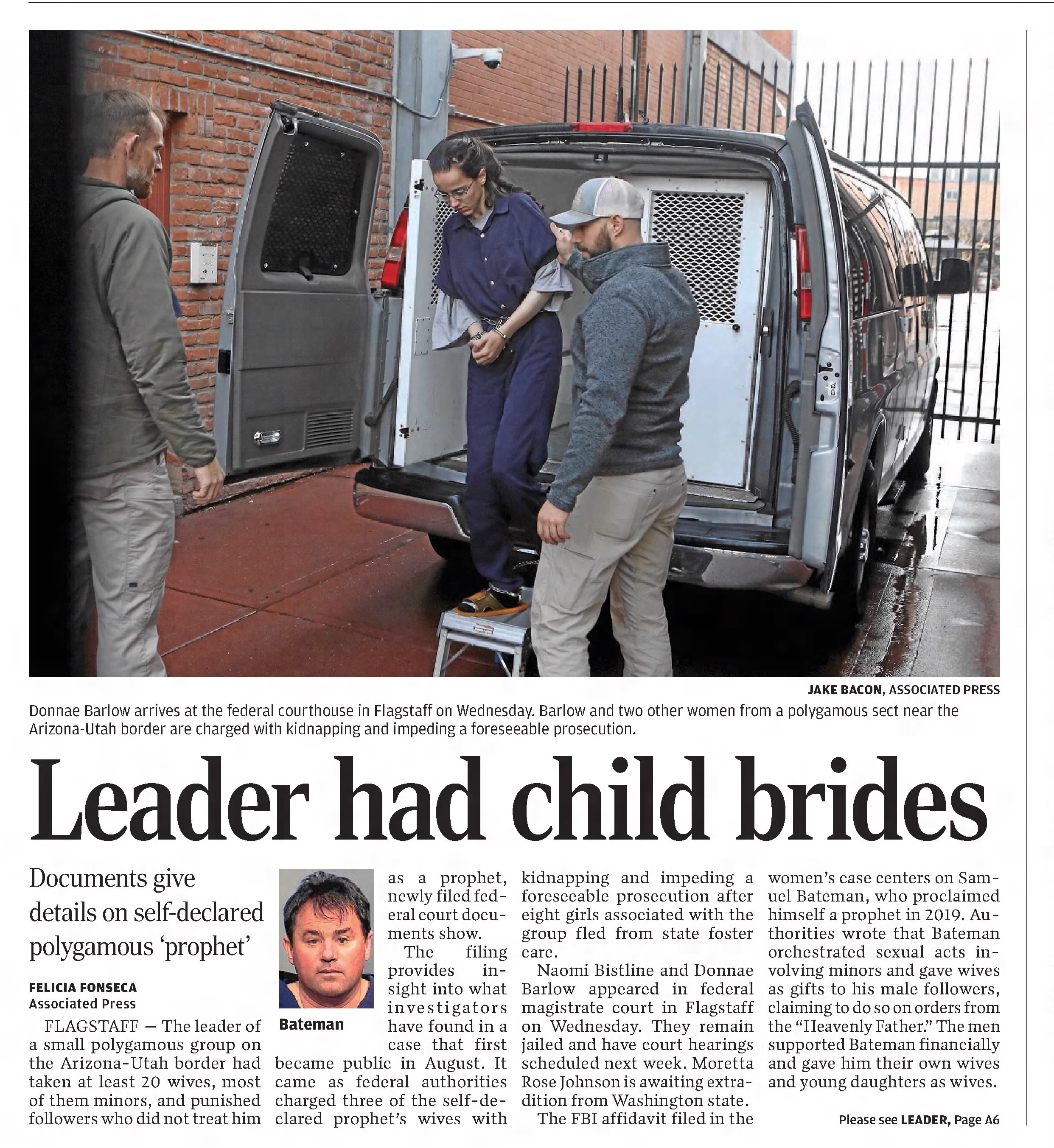 Leader had child brides
Arizona Daily Sun
Flagstaff, Arizona · Thursday, December 08, 2022