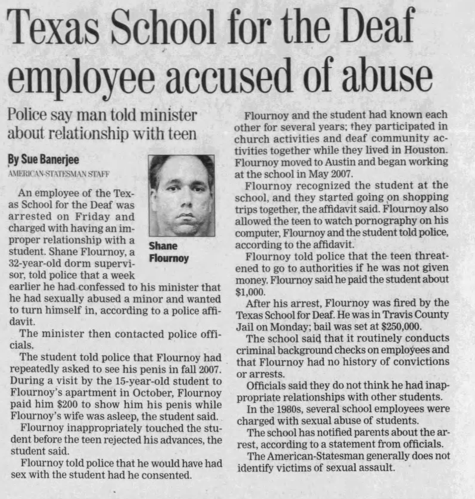 Texas School for the Deaf employee accused of abuse
Austin American-Statesman
Austin, Texas · Tuesday, May 13, 2008
