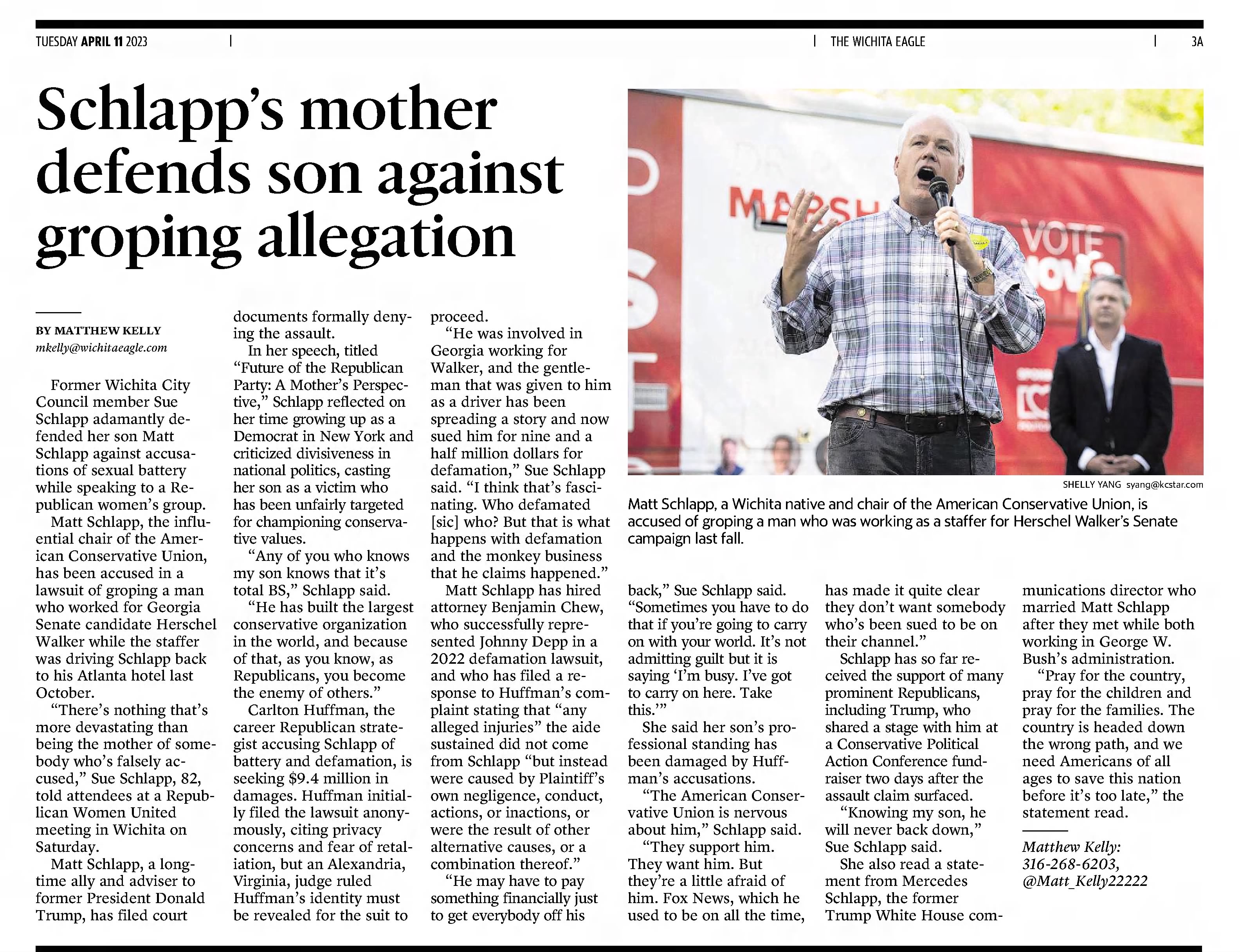 Schapp's mother defends son against groping allegation
The Wichita Eagle
Wichita, Kansas · Tuesday, April 11, 2023