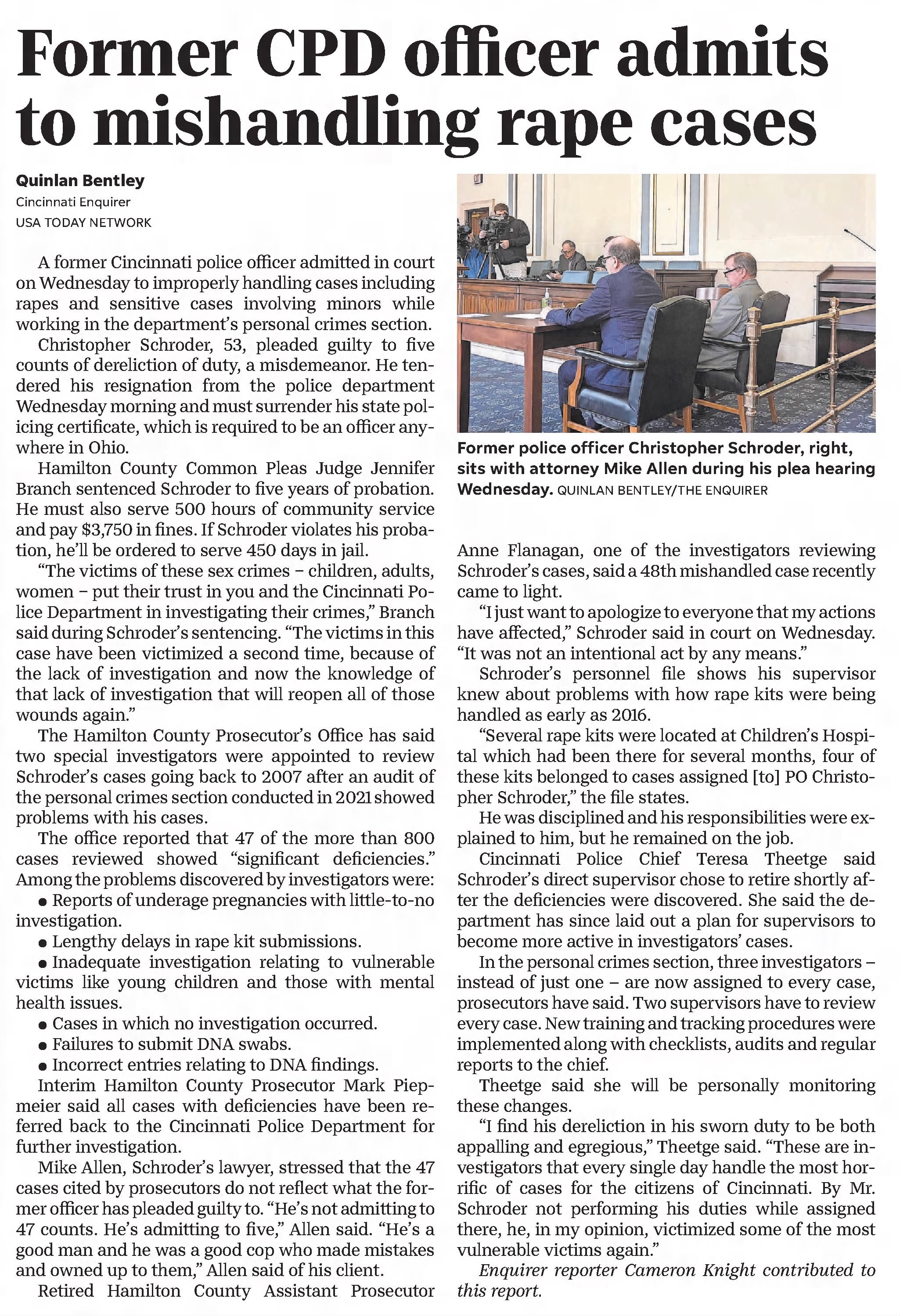 Former CPD officer admits to mishandling rape cases
The Cincinnati Enquirer
Cincinnati, Ohio · Saturday, January 21, 2023