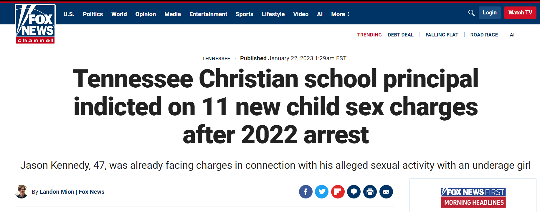 Tennessee Christian school principal indicted on 11 new child sex charges after 2022 arrest
Fox News
January 22, 2023